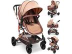 Baby Stroller, Foldable Baby Stroller Reversible Bassinet, Travel Stroller for N