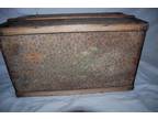 Small Antique Domed Doll Trunk With Insert