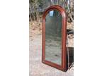 Antique Victorian Renaissance Revival Walnut Arched Framed Tombstone Mirror