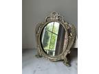 Ornate Metal Framed Mirror Tabletop Makeup Vanity Mirror Antique Style