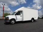 2021 Chevrolet Express 3500 14' Box Truck with Side Door and Cargo Shelving -