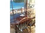 BEAUTIFUL Oak dining table with Custom Glass Topper