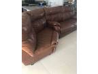 Free Brown leather double recliner sofa