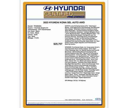 2023 Hyundai Kona SEL is a Black 2023 Hyundai Kona SEL SUV in Fort Lauderdale FL