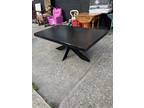 Herringbone Patterns Rectangular Dining Table Fish Bone Style Black Solid Wood