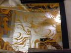 VTG NOS Glass Mirror Gold Swirl Tile Hoyne 12"x12" NEW Box Of 6 Tiles Retro 80's