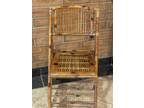 Vintage Mid Century Folding Chair Bamboo Wooden Tiger Style Rattan Boho