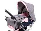 Bayer Design Gray/Pink Doll Carriage, Converts to Stroller, Fits Ages 3 and Up.