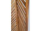 Vtg Dressing Room Screen Room Divider 3 Pc Folding Wood Herringbone 70's MCM