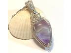 Argentium Wire Wrapped Amethyst Stone Pendant