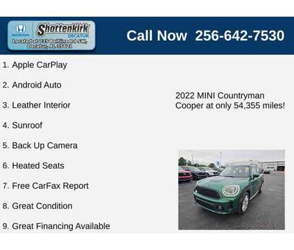 2022UsedMINIUsedCountrymanUsedFWD is a Green 2022 Mini Countryman Car for Sale in Decatur AL