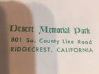 Desert Memorial Park Cemetary Plot in Ridgecrest, CA