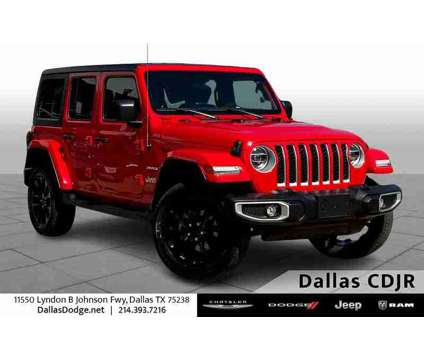 2021UsedJeepUsedWrangler 4xe is a Red 2021 Jeep Wrangler Car for Sale in Dallas TX