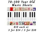 70-100 Yr Old Music Sheet SALE (To Play or Display)