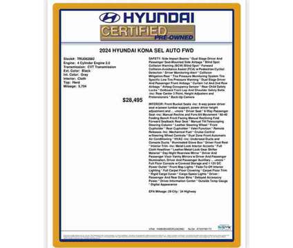 2024 Hyundai Kona SEL is a Black 2024 Hyundai Kona SEL SUV in Fort Lauderdale FL