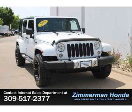 2015 Jeep Wrangler Unlimited Sahara is a White 2015 Jeep Wrangler Unlimited Sahara Car for Sale in Moline IL