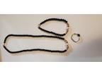 Black and White Beaded Necklace/Bracelet Set