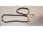Black and White Beaded Necklace/Bracelet Set