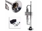 New Silver Student Concert Bb Golden Trumpet w/ Case Mouthpiece for Beginner