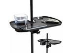 Universal Microphone Stand Tray with Drink Holder Adjustable Clamp-On Utility