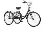 VIRIBUS 26"/24" Adult Tricycle 3-Wheel w Basket Heavy Duty 450lbs Bike 7-Speed