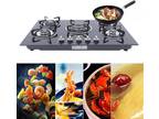 30" Tempered Glass Cooktop Built-in 5 Gas Burners Stove LPG/NG Gas Cooker Hob