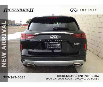 2023 Infiniti QX50 LUXE AWD is a Black 2023 Infiniti QX50 Luxe SUV in Dacono CO