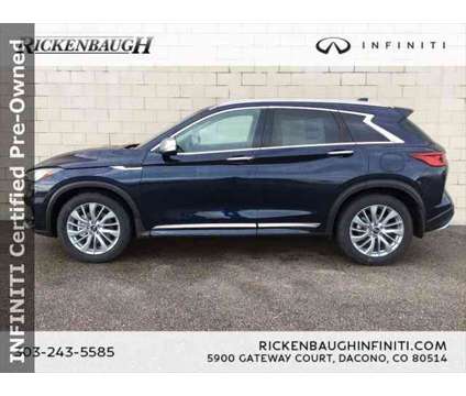 2023 Infiniti QX50 LUXE AWD is a Blue 2023 Infiniti QX50 Luxe SUV in Dacono CO