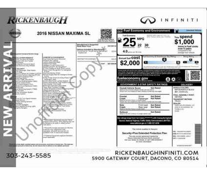 2016 Nissan Maxima 3.5 SL is a Black 2016 Nissan Maxima 3.5 SL Sedan in Dacono CO