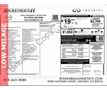 2022 Nissan Frontier Crew Cab SV 4x4 is a Black 2022 Nissan frontier SV Truck in Dacono CO